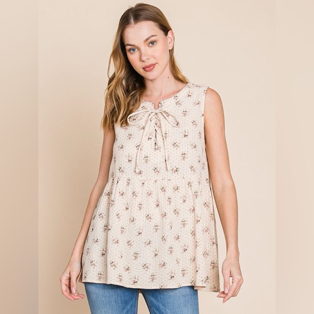 Cotton Gauze Floral Print Tank Top